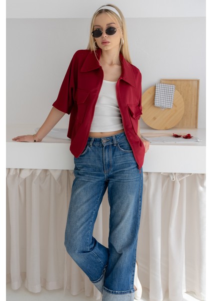 Kadın Scuba Kumaş Fermuarlı Ceket – Yapılandırılmış & Günlük Stil