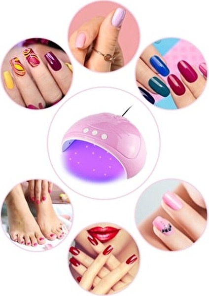 15 Ledli Pembe Oje Kurutucu Makine 45W Profesyonel Kalite Hızlı Kurutma