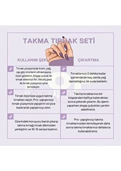 Takma Tırnak Seti 24 Adet Farklı Desen ve Renk Seçenekleri ile Zararsız Yapıştırıcı