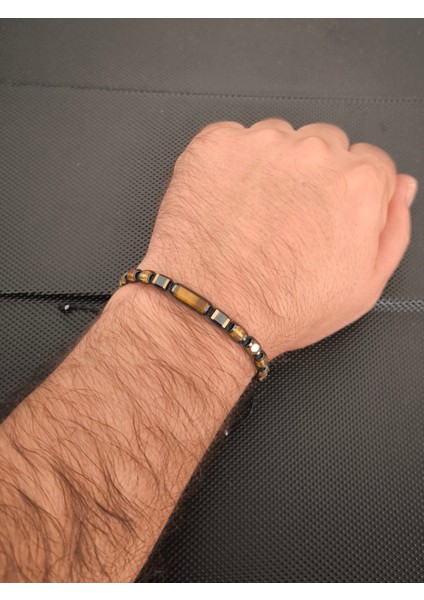 Sertifikalı Damla Kehribar-Silindir Kaplangözü-Hematit Doğaltaş Bileklik Takı Aksesuar Erkek Bileklik fiyatları