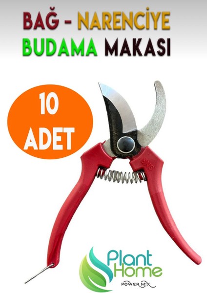 Plant Home Powermix 10 Adet Bağ Makası Bahçe Bitki Çiçek Ağaç Dal Budama Makası