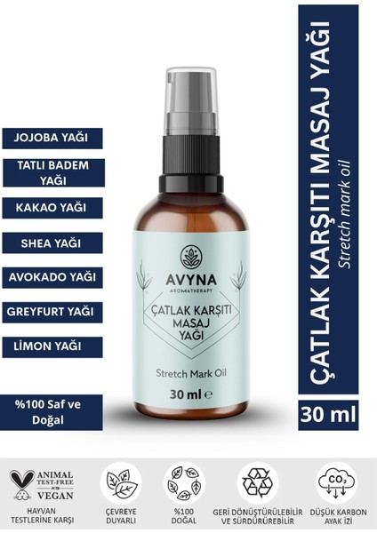 Çatlak Karşıtı Masaj Yağı 30 ml – %100 Doğal Stretch Mark Oil (Cam Şişe) fiyatları