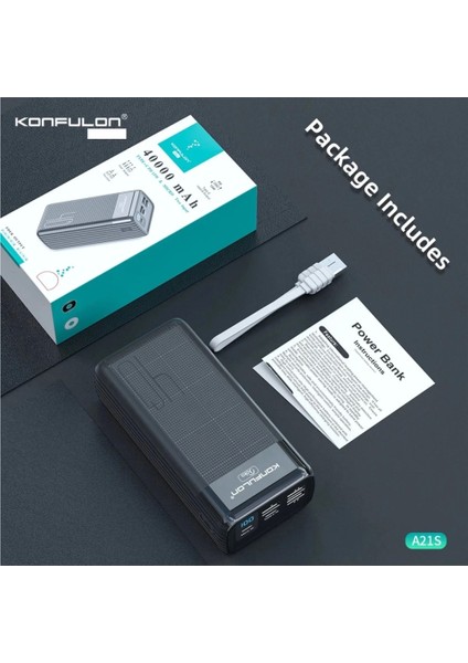 A21S LED Işıklı Powerbank 40.000 Mah - Siyah fiyatları