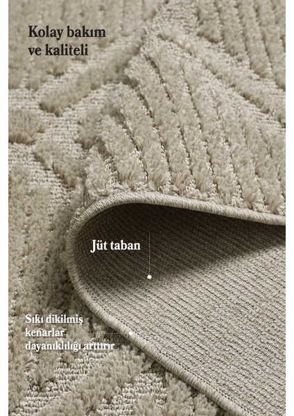 Yumuşak Peluş Tüylü Iskandinav Desenli Kabarık Bukleli Bej Renkli Halı fırsatları