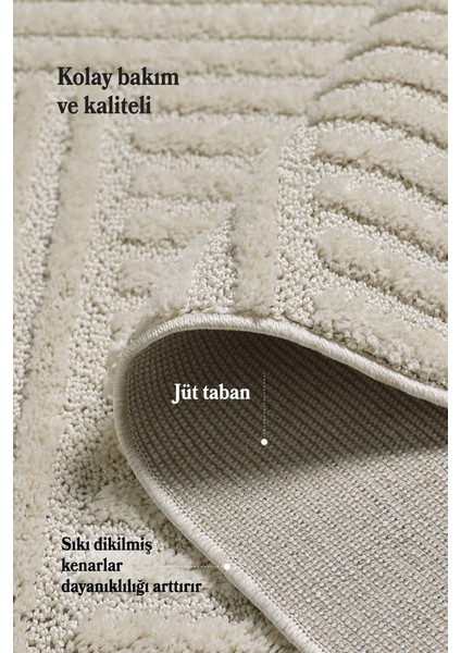 Yumuşak Peluş Tüylü Iskandinav Desenli Kabarık Bukleli Krem Renkli Halı fırsatları