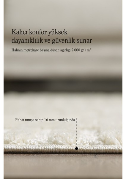 Yumuşak Peluş Tüylü Iskandinav Desenli Kabarık Bukleli Krem Renkli Halı modelleri