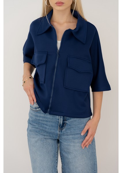 Kadın Scuba Kumaş Fermuarlı Ceket – Yapılandırılmış & Günlük Stil indirimleri