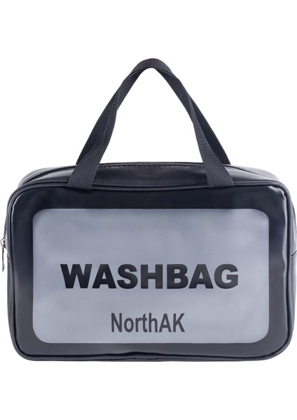 Şeffaf Seyahat Makyaj Çantası Büyük Boy Washbag Siyah fiyatları