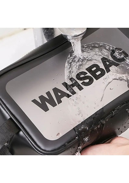 Şeffaf Seyahat Makyaj Çantası Büyük Boy Washbag Siyah indirimleri