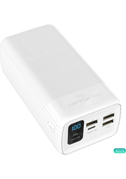 A21S LED Işıklı Powerbank 40.000 Mah - Beyaz