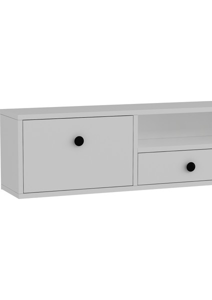 1301DROPDH-1 Tv Sehpası Beyaz- Siyah Kulp