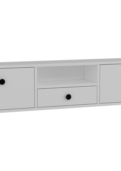 1301DROPDH-1 Tv Sehpası Beyaz- Siyah Kulp