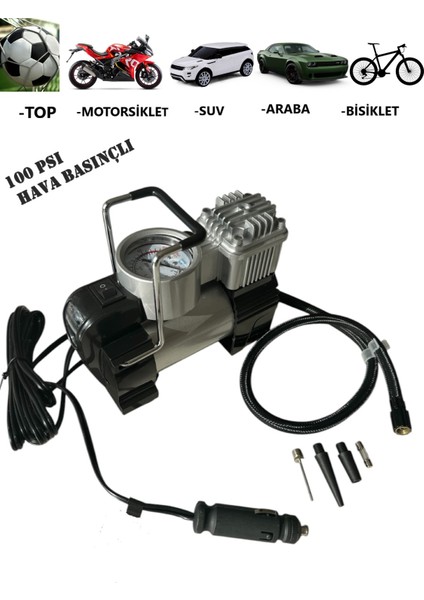 100 Psı 12V Mini Hava Kompresörü Araç Kompresörü