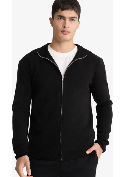 Standart Fit Dik Yaka Fermuarlı Triko Hırka C8158AX25AU