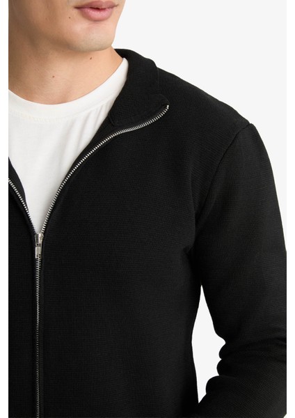 Standart Fit Dik Yaka Fermuarlı Triko Hırka C8158AX25AU fiyatları