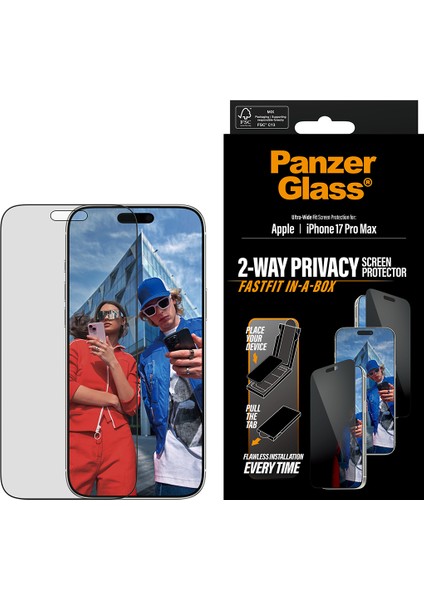 Privacy iPhone 17 Pro Max | Ultra-Wide Fit Siyah Çerçeveli Gizli/hayalet Ekran Koruyucu - Fast Fit Uygulama Aparatlı fiyatları