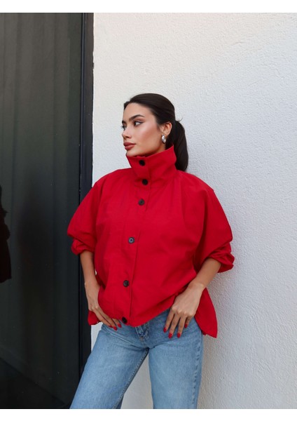 Kırmızı Dik Yaka Bomber Ceket fırsatları