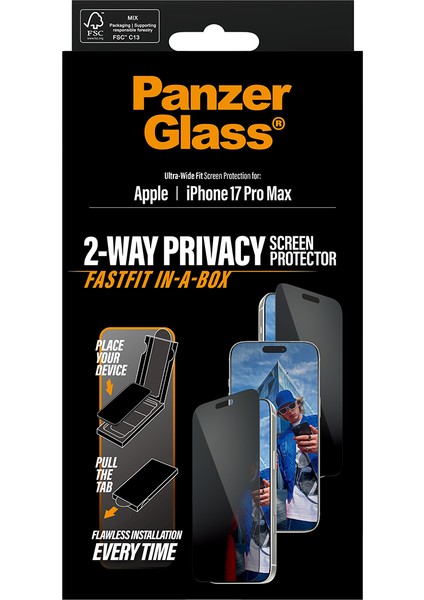 Privacy iPhone 17 Pro Max | Ultra-Wide Fit Siyah Çerçeveli Gizli/hayalet Ekran Koruyucu - Fast Fit Uygulama Aparatlı modelleri