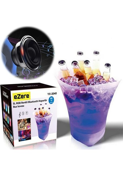 Hoparlör Buz Kovası, 5l Bluetooth Hoparlör ile Renkli Buz Kovası LED
