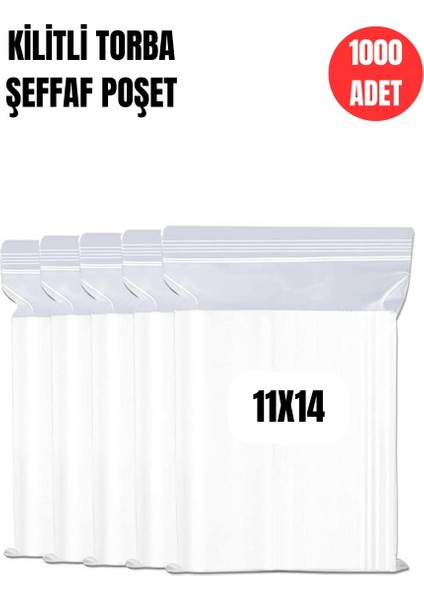 Kilitli Poşet 11X14 1000 Adet Kilitli Şeffaf Naylon Torba Ambalaj Kına ve Çerez Poşet