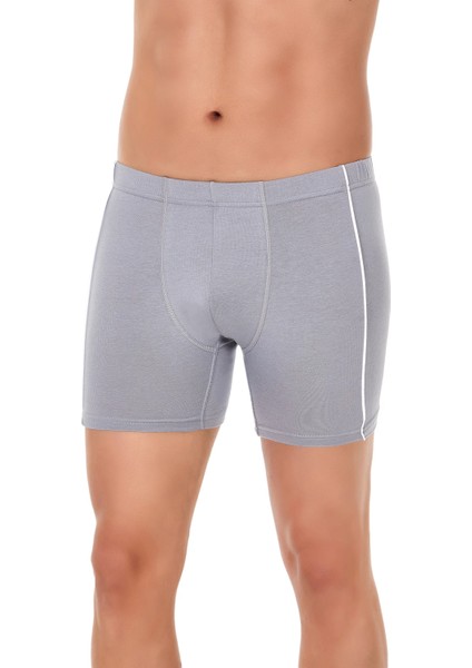Erkek Tekli Gri Arabiyeli Çizgili Modal Boxer