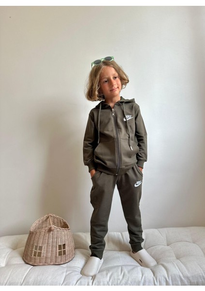 Garson Boy Baskılı Kapüşonlu Fermuarlı Sweatshirt-Eşofman Altı Mevsimlik Erkek Çocuk Takım fırsatları