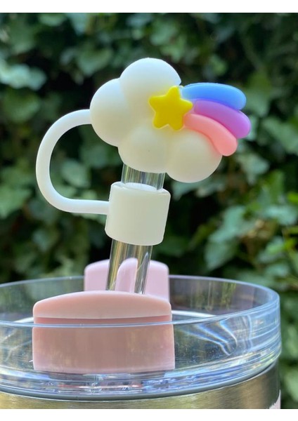 1 Adet Renkli 10 mm Için Pipet Tıpası Çiçekli Pipet Kapağı Quencher Pipet Tıpası 40 Oz ve 30 Oz Uyumlu