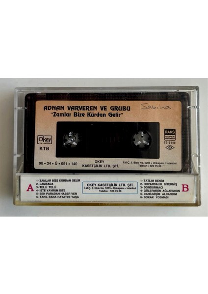 Adnan Varveren ve Grubu Zamlar Bize Kürdan Gelir Kaset (Orijnal Dönem Kağıt Baskı Kaset) fiyatları