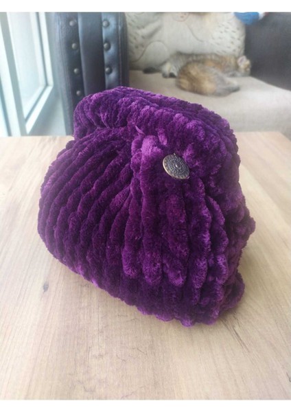 Gizli Burslu Kadife Mor Çanta Handmade