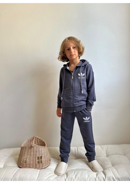 Garson Boy Kapüşonlu Fermuarlı Sweatshirt-Eşofman Altı Mevsimlik Erkek Çocuk Takım
