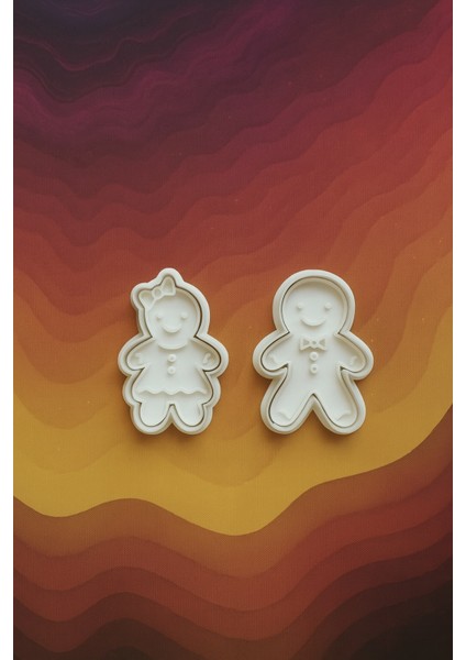 Gingerbread Kurabiye Kalıbı Seti 2li Beyaz – Kız ve Erkek Yılbaşı Kurabiye Hamur Kalıbı