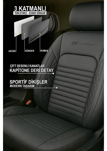 Nissan Note (Facelift 2017) Nismo S 1.6 (140 Hp) 2017 Uyumlu Deri Serisi Siyah Oto Kılıfı Tam Set fiyatları