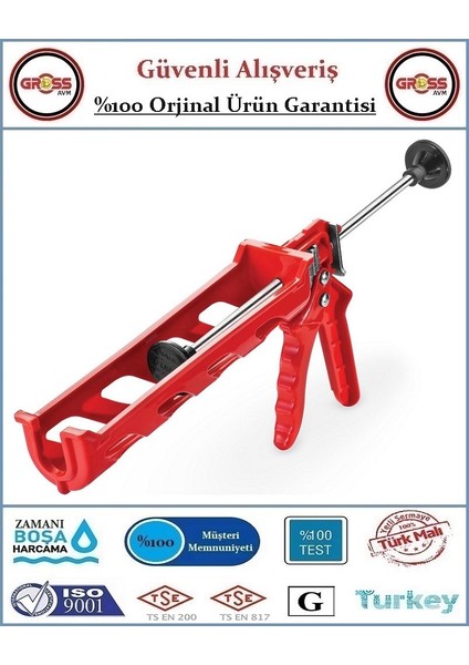 Plastik Silikon Tabancası 1.Kalite - Kırmızı ve Siyah Renklerde