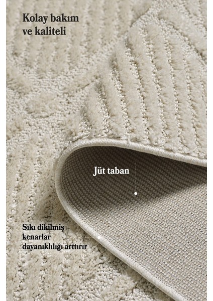 Yumuşak Peluş Tüylü Iskandinav Desenli Kabarık Bukleli Krem Renkli Halı fırsatları