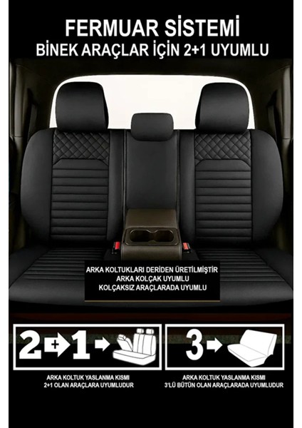 Mini Countryman (R60) Cooper S 1.6 (184 Hp) All4 2014 Uyumlu Deri Serisi Siyah Oto Kılıfı Tam Set indirimleri