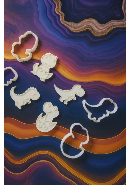 Dinozor Kurabiye Kalıbı Seti 4lü Beyaz – T-Rex, Dinozor ve Yumurtadan Çıkan Dinozor Hamur Kalıbı fiyatları