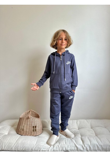 Garson Boy Baskılı Kapüşonlu Fermuarlı Sweatshirt-Eşofman Altı Mevsimlik Erkek Çocuk Takım fiyatları