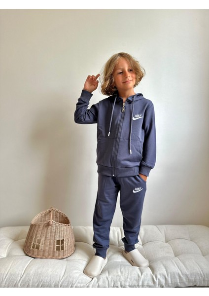 Garson Boy Baskılı Kapüşonlu Fermuarlı Sweatshirt-Eşofman Altı Mevsimlik Erkek Çocuk Takım modelleri