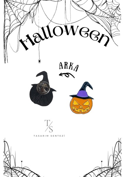 2'li Halloween Balkabağı Rozet ve Örümcek Tül Turuncu Toka Cadılar Bayramı Parti Kostümü Set fırsatları