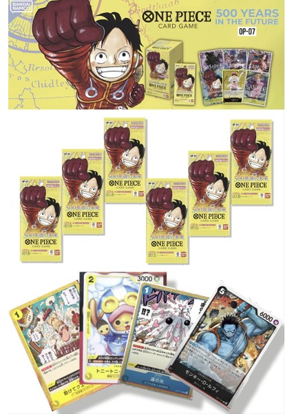 6 Paket One Piece Card Game OP07 500 Years Future Bandai Booster Japonca 36 Kart