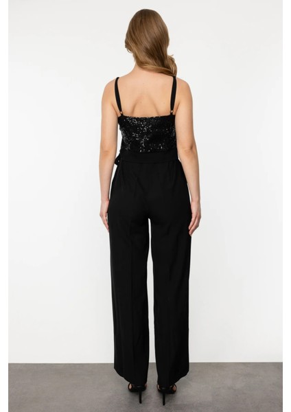 Kadın Ip Askılı Pul Işlemeli Tulum 4486 Siyah fırsatları