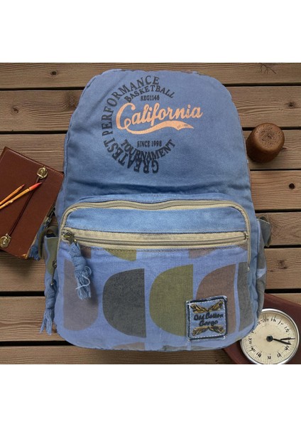 Kaliteli Renkli Vintage Disayn Günlük Sırt Gezi Okul Seyahat Çantası 31 cm x 41 cm