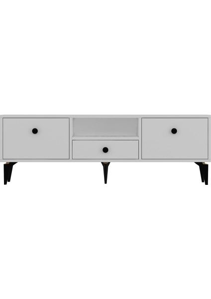 1300DROPDH-1 Tv Sehpası Beyaz-Siyah Kulp modelleri