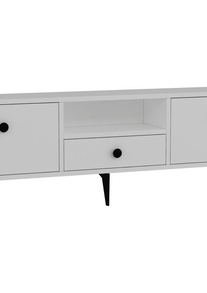 1300DROPDH-1 Tv Sehpası Beyaz-Siyah Kulp