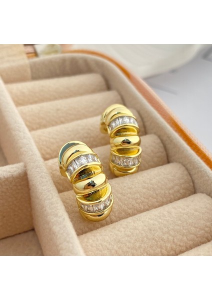 Halka Küpe Tırtıklı Küpe Kadın Serenay Küpe Kararmaz Xuping Gold modelleri