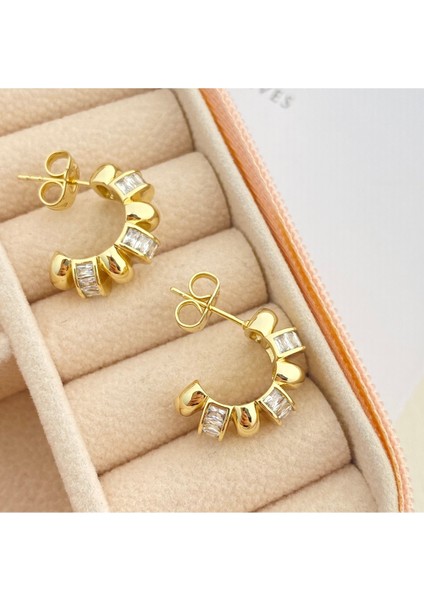 Halka Küpe Tırtıklı Küpe Kadın Serenay Küpe Kararmaz Xuping Gold indirimleri