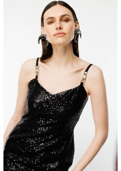 Kadın Askıları Metal Aksesuarlı Mini Elbise 4102 Siyah fiyatları