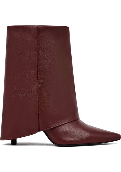 Kadın Bordo Ince Topuklu Deri Bot 25AFD160218