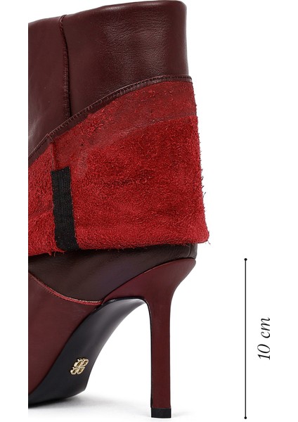Kadın Bordo Ince Topuklu Deri Bot 25AFD160218 fiyatları