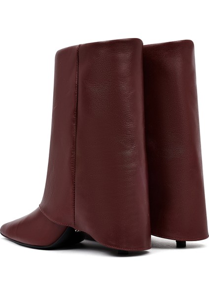 Kadın Bordo Ince Topuklu Deri Bot 25AFD160218